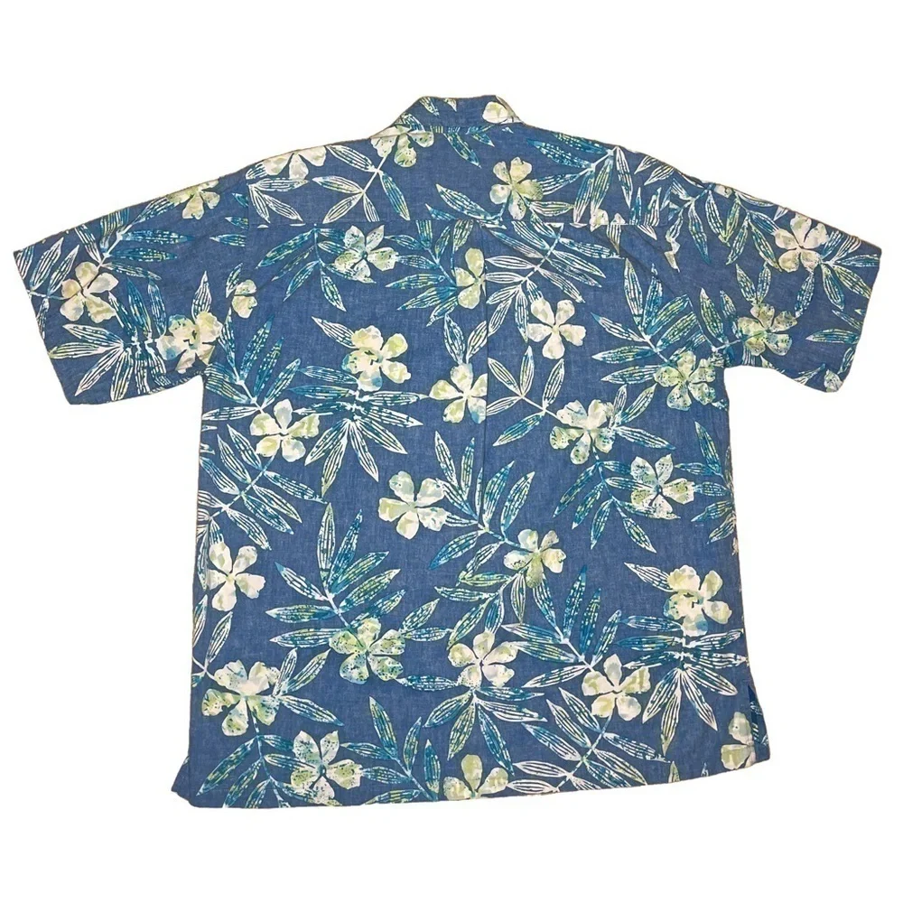 Cooke Street Honolulu Floral Hawaiian Button Down Shirt 1970s Vintage Men Large